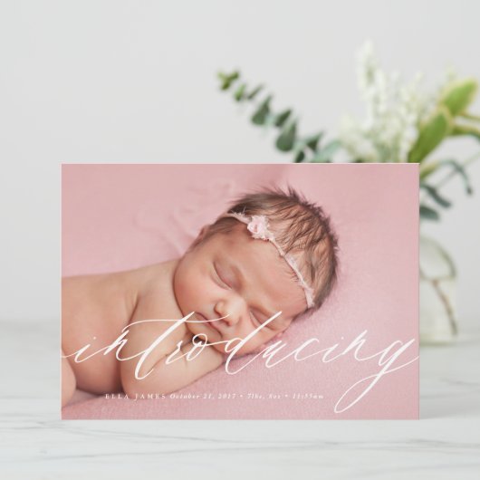 Introduction Faire-part de naissance bébé // Blanc (Debout devant)