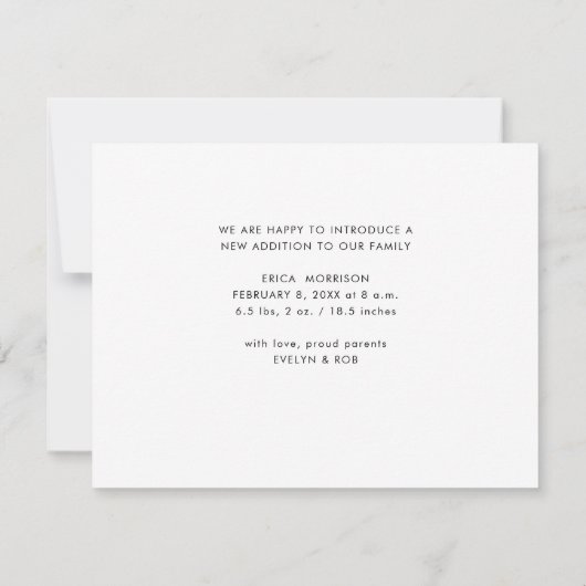 INTRODUCTION | faire-part de naissance de script s (Dos)