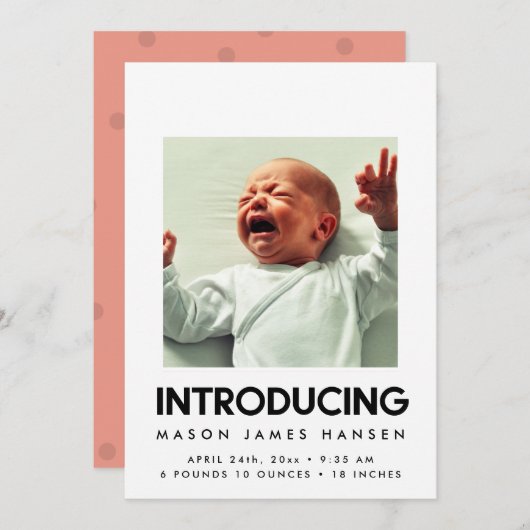 Introduction - faire-part de naissance moderne (Devant / Derrière)