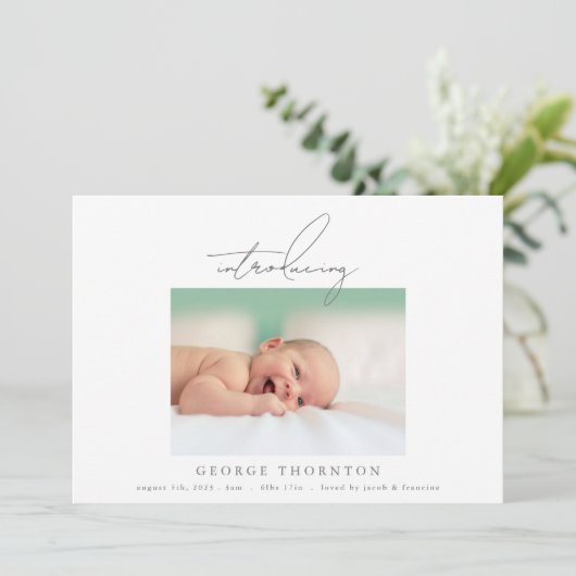 introduction faire-part de naissance photo simple (Debout devant)