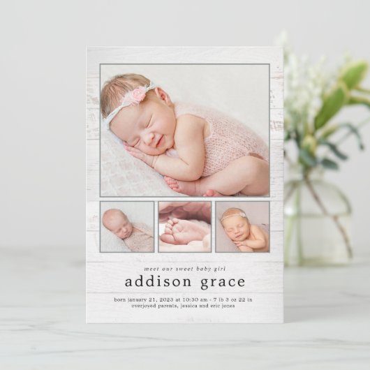 Introduction rustique Faire-part de naissance bébé (Debout devant)