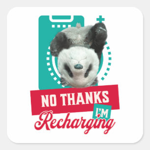 Introvert Burn-out Panda Sociale Batterij Ontwerp Vierkante Sticker