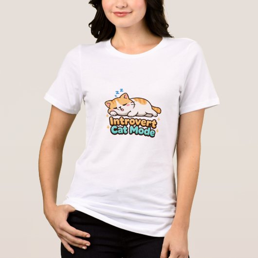 Introvert Cat Mode Funny  Tri-Blend Shirt (Voorkant)