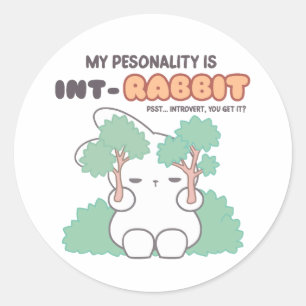 Introvert door Natuur: De INT-RABBIT Persoonlijkhe Ronde Sticker