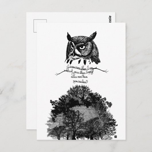 Introvert Empath Uil wijsheid geïllustreerd inkt c Briefkaart (Voorkant / Achterkant)