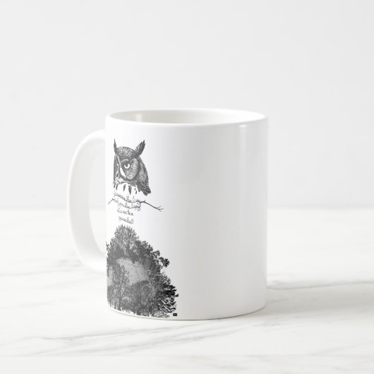 Introvert Empath Uil wijsheid geïllustreerd inkt c Koffiemok (Voorkant links)