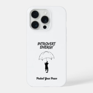 Introvert Energy – Bewerkbare Quote Cat iPhone Hoe 15 Pro Hoesje