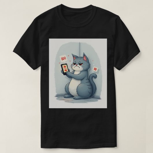 Introvert Feed Refresh Avoidance Funny Cat Sticker T-shirt (Design voorkant)