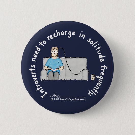 Introvert Grondbeginselen: Donkere blauwe Button o (Voorkant)