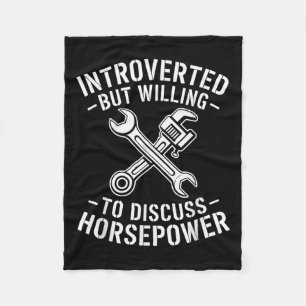 Introvert Horsepower Quote Mechanische Wrench Humo Fleece Deken