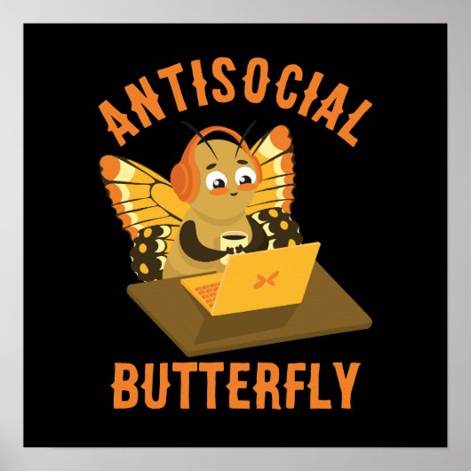 Introvert Humor esthetische antisociale vlinder Poster (Voorkant)
