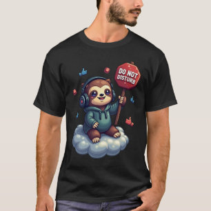 Introvert Humor Pixel Art Luiaard Koptelefoon Niet T-shirt