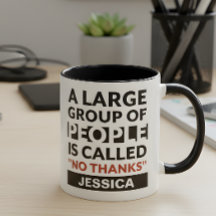 Introvert Humour Gras Noir Blanc Sarcastique Mug