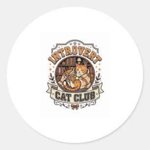 Introvert Kat Club Kat Introvert Anti Sociaal Vint Ronde Sticker