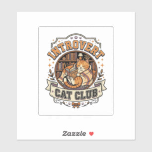 Introvert Kat Club Kat Introvert Anti Sociaal Vint Sticker
