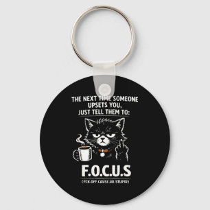 Introvert Kat Koffie Sarcasme Donkere Illustratie Sleutelhanger