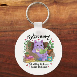 Introvert Maar Bereid Om Over Boeken en Katten te Sleutelhanger