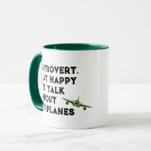 Introvert maar blij om te praten over vliegtuigen, mok (Voorkant links)