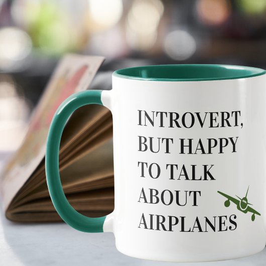 Introvert maar blij om te praten over vliegtuigen, mok