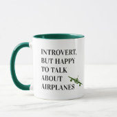 Introvert maar blij om te praten over vliegtuigen, mok (Links)