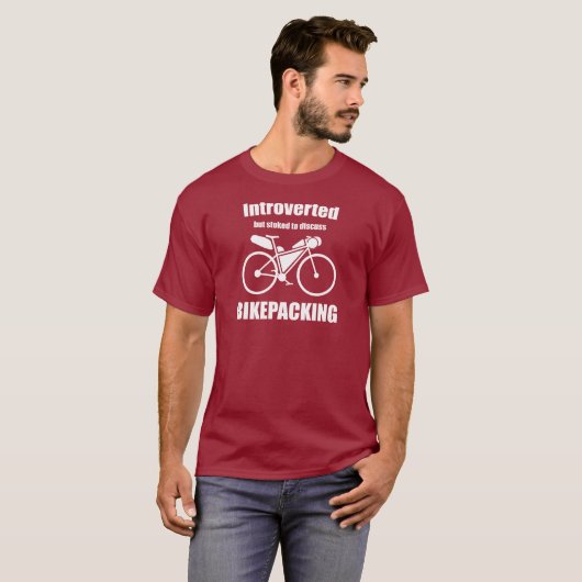 Introvert maar gestookt om te praten over bikepack t-shirt (Voorkant volledig)