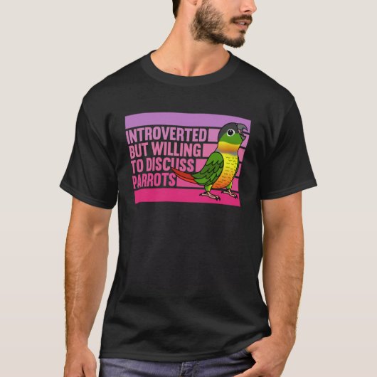 Introvert maar papegaaien Geel zijdig Groene Wang  T-shirt (Voorkant)