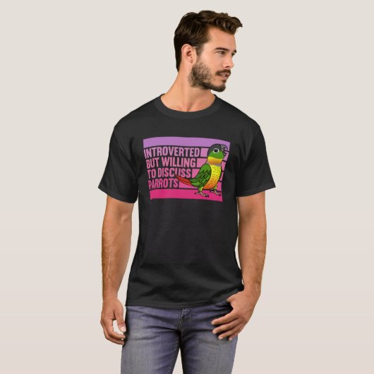 Introvert maar papegaaien Geel zijdig Groene Wang  T-shirt (Voorkant volledig)