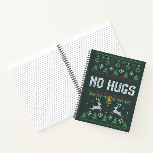 Introvert No Hugs Funny Ugly KerstSweater Notitieboek (Binnen)