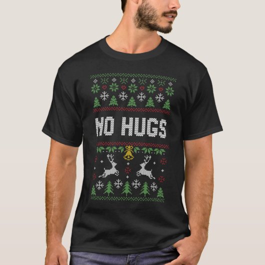 Introvert No Hugs Funny Ugly KerstSweater T-shirt (Voorkant)