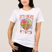 Introvert Retro Flowers Funny Script Typografie Tri-Blend Shirt (Voorkant)