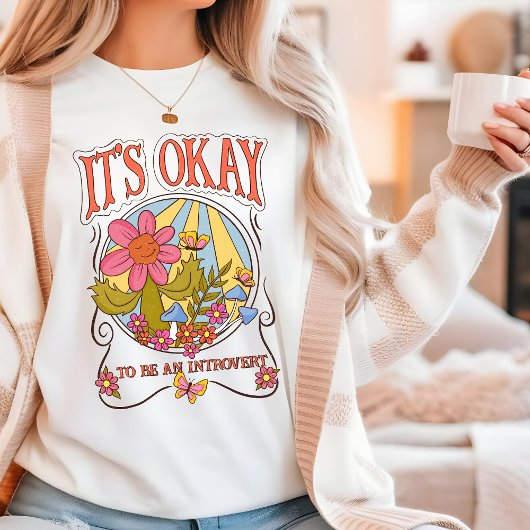 Introvert Retro Flowers Funny Script Typografie Tri-Blend Shirt