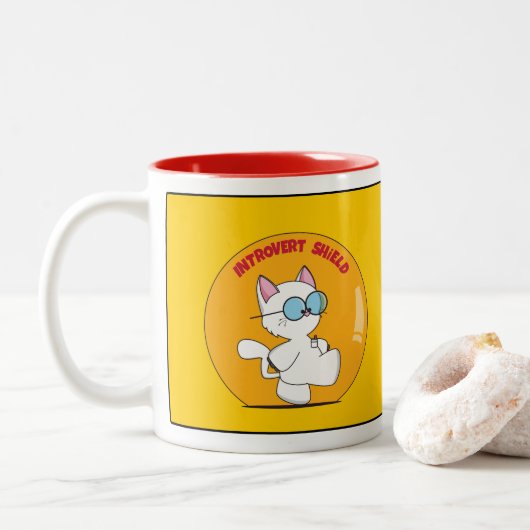 Introvert Shield Tweekleurige Koffiemok (Met donut)