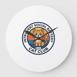 Introvert Sociale Batterij Kat Cute Kitty Ontwerp Grote Klok