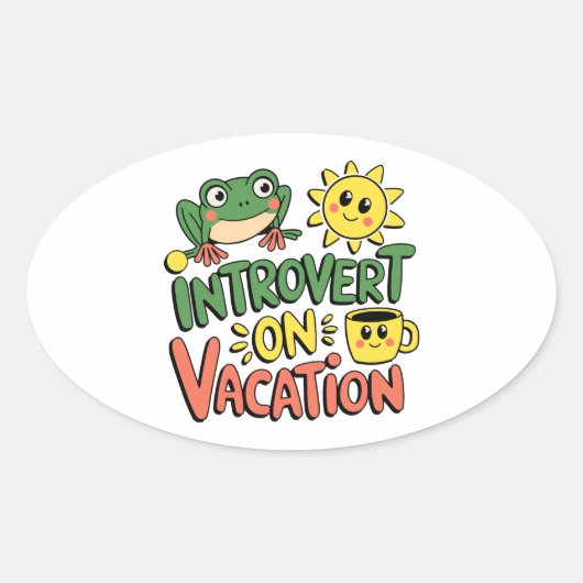Introvert Sunshine Break Ovale Sticker (Voorkant)