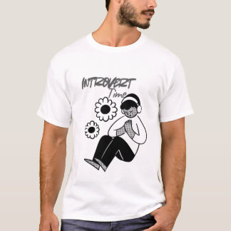 Introvert Tijd Minimaal Typografie T-Shirt