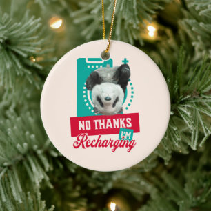Introvert Uitgeput Panda Sociale Batterij Ontwerp Keramisch Ornament