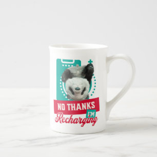 Introvert Uitgeput Panda Sociale Batterij Ontwerp Porselein Kop