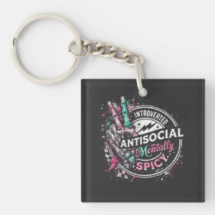 Introverte Antisociale en Geestelijk Geprikt Sleutelhanger