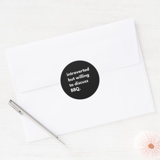 Introverte BBQ grappig Ronde Sticker (Envelop)