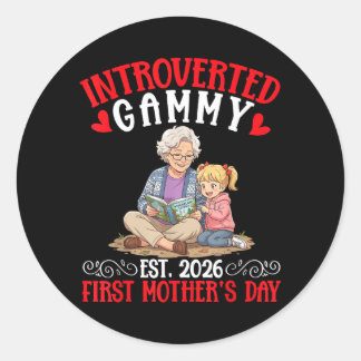 Introverte Gammy Est 2026 Met Moederdag Lezen Ronde Sticker