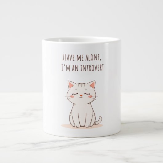 Introverte Kat Extra Grote Beker (Voorkant)