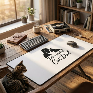 Introverte kattenvader vintage silhouet minimalist bureaumat