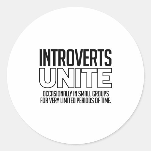 Introverte mensen verenigen zich: af en toe ronde sticker (Voorkant)