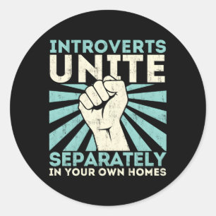 Introverte mensen verenigen zich apart asociaal ronde sticker