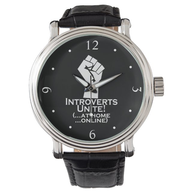 Introverte mensen verenigen zich, thuis, online, g horloge (Voorkant)