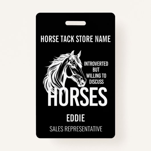 Introverte paarden grappige track store verkoop badge (Voorkant)