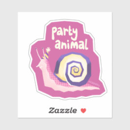 Introvertebraten roze party slak - medium sticker