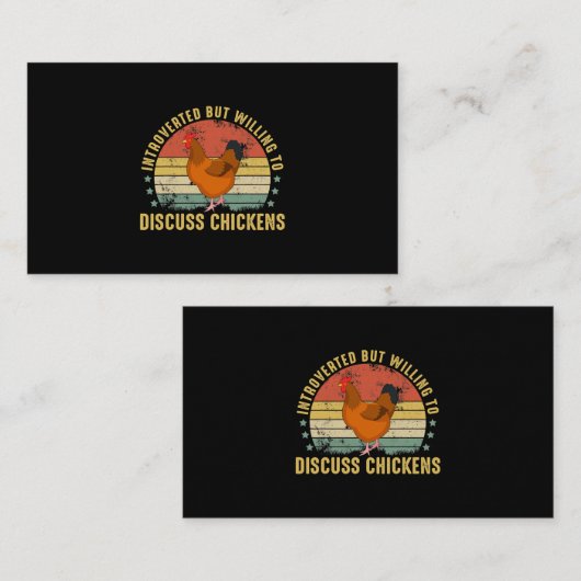Introverted, maar bereid om over kippen te discuss visitekaartje (Voorkant / Achterkant)