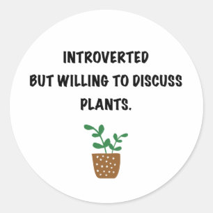 Introverts en planten ronde sticker