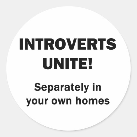 Introverts verenigen. ronde sticker (Voorkant)